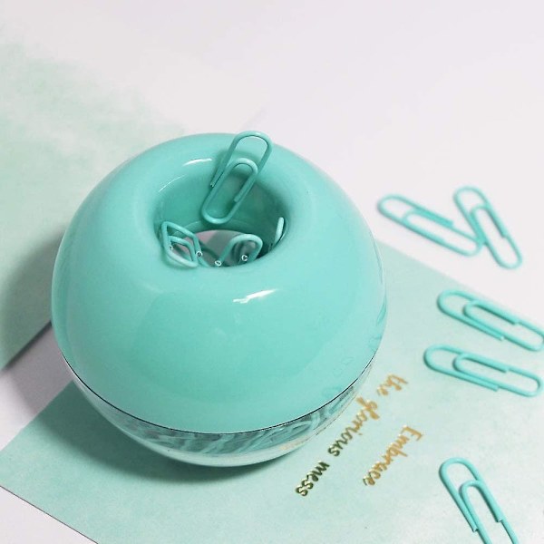 Mintgröna Gemklämmor, 100-pack 28mm Metall Medium Gemklämmor Med Magnetisk Klämhållare, Lämplig För Hemma Kontor Skola Användning(Mintgrön)