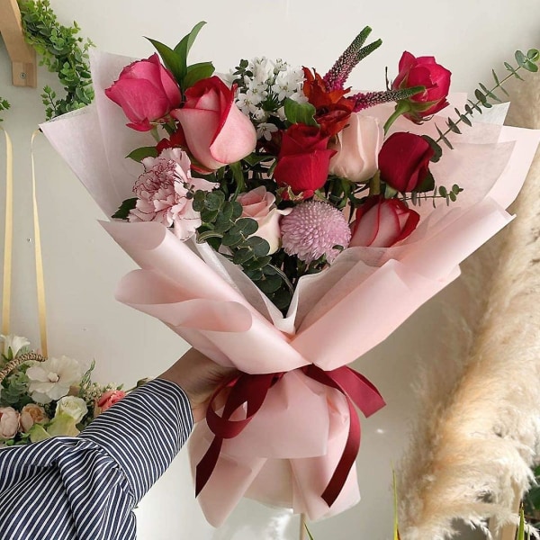 Koreanska blomsteromslagspapper ark buketter omslag blomstertillbehör vattentätt förpackningspapper floristtillbehör för färska blommor 20 räkningar, 23,6 tum x 23