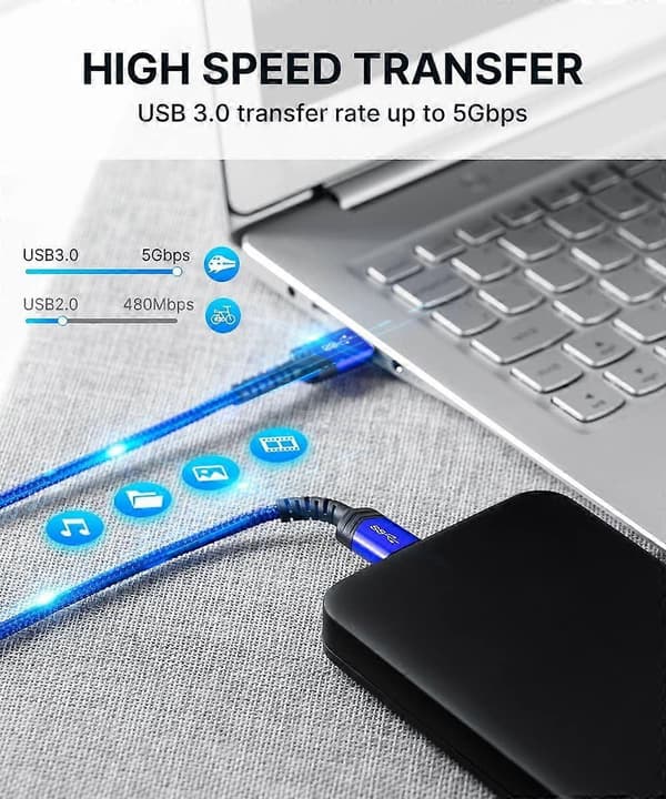 USB 3.0 A til A han-kabel. USB 3.0 til USB 3.0 kabel 2-pakke (1 m + 2 m) USB han til han