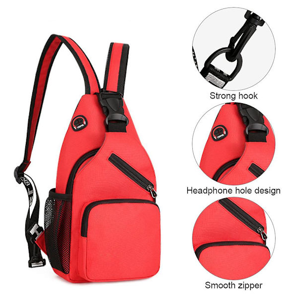 Bröstväska Dam Vattentät Stor Kapacitet Ryggsäck Fritid Väska Oxfordtyg Messenger Bag Multifunktionell Ryggsäck red