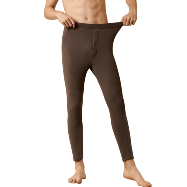 Vadderade tjocka höstbyxor herrarnas varma byxor vintertröja linjebyxor foderbyxor 4XL 185-94A Coffee
