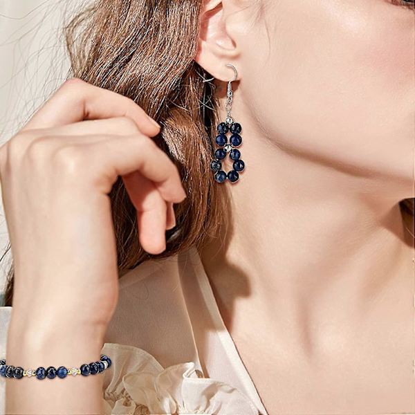 100 st Naturliga Lapis Lazuli Runda Pärlor Strängar 6mm Hål: 1mm