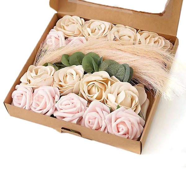 Kunstige Blomster Falske Roser Til DIY Bryllupsbuketter Brudebad Bordpynt Fest Hjem Dekorationer Style 1