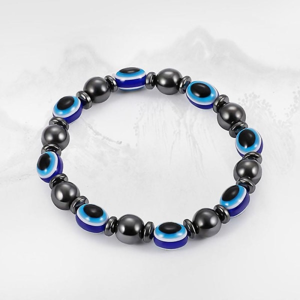 Armbånd Perle Beskyttelse Af Hæmatit Hånd Armbånd Strækbart Til Mænd Kvinder Hvid/orange/flerfarvet/marineblå/sort Øje Gaveæske Gr