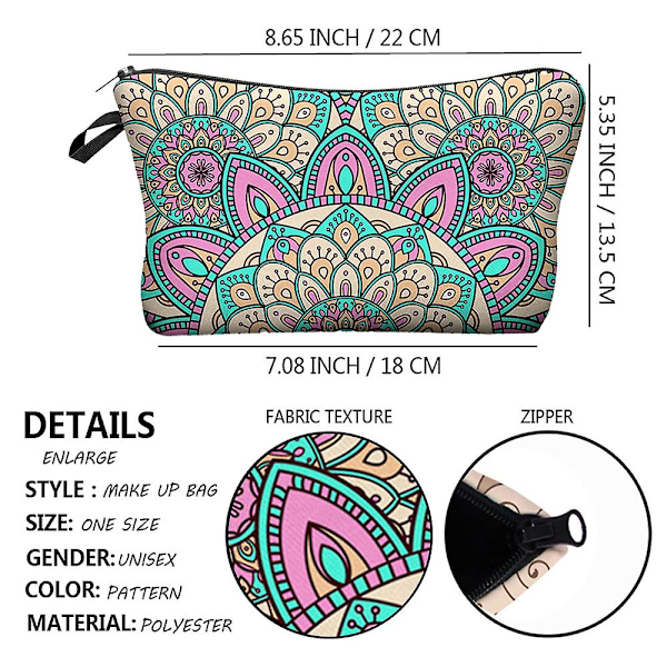 Polyesteri Painettu Kuvio Kosmetiikkalaukku Naisten Clutch-laukku Monitoiminen Matkasäilytyslaukku style3