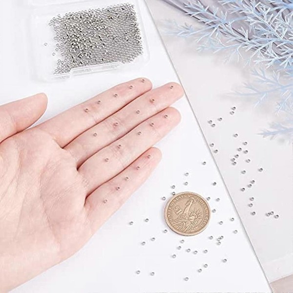 800 kpl Sileitä Pyöreitä Helmiä 2mm Välihelmet 304 Ruostumatonta Terästä Löysiä Helmiä Metalliset Suljinhelmet Metalliset Rannekorut Helmi Kaulakorulle Rannekorulle Korvakorulle Maki