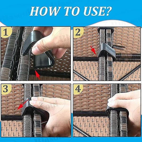 10 Stk. Havemøbelclips Fletmøbelclips Sofaclips Til Have Flet Rattan
