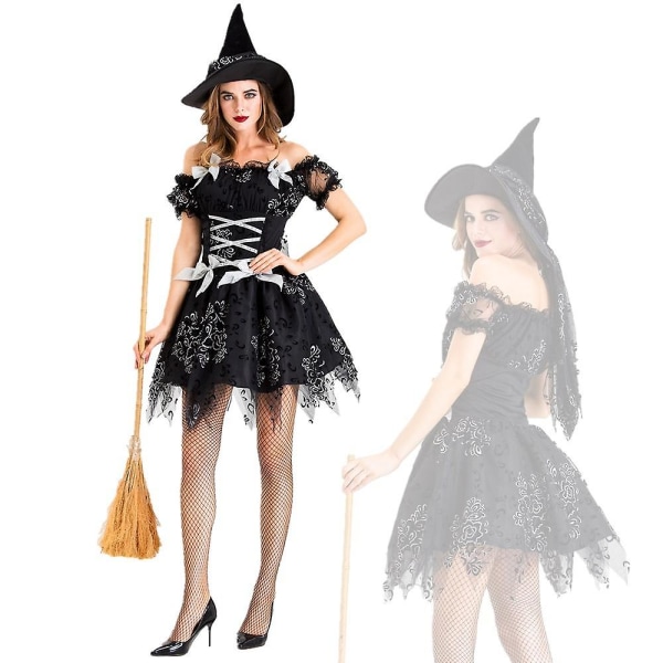 Halloween Sort Heksekostume Voksen Rollespil Kostume S