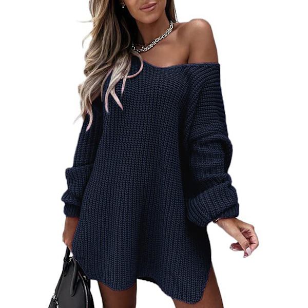 Höst Casual Kläder För Kvinnor Sexig Höst Kort Tröja För Skola Kontor Lounge Dagligen L Navy Blue