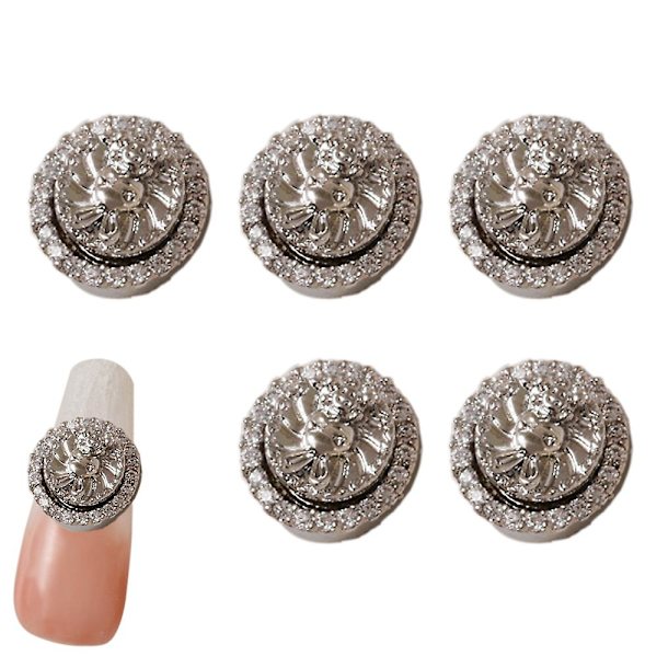 5kpl 3D-kani kynsikoristeita strasseilla, timanteilla, glitterillä, pyörivä kynsitaide kani metallikoristeet suunnittelu kynsitaiteen koristeluun DIY askartelutarvikkeet style2