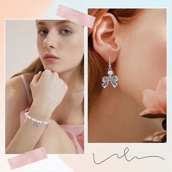 1 Ask 50 st 5 Stilar Rosettberlocker Rosett Charm Legering Silver Ihåliga Tibetansk Stil Halloween Jul Rosettknutsberlocker för Smyckestillverkning Berlocktillbehör