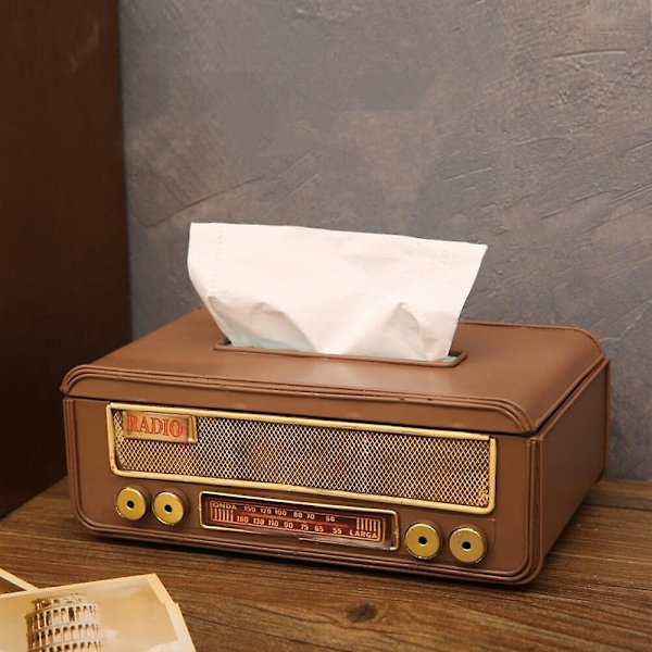 Rektangulär hållare för pappersnäsdukar, retro-pappersnäsdukshållare, pappershållare, rustik hushållspappershållare för hem, kontor, restaurang, för baby Wi