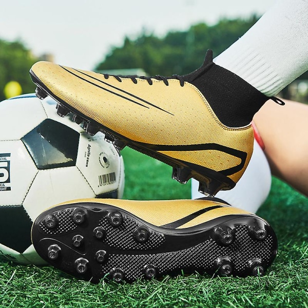 Fotbollsskor för män, halkfria fotbollsskor, grässkor, 238 Gold EU 38