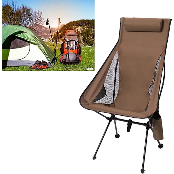 Foldbar Campingstol Ultralet Bærbar Åndbar Aluminiumlegeringsramme Stol Til Fiskeri, Camping, Picnic, Fiskeri Og Andre Udendørs Aktiviteter brown