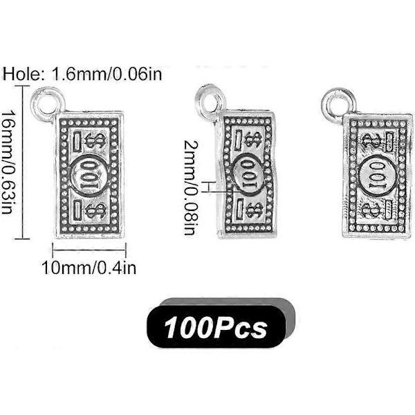 1 Laatikko 100 kpl Raha-amuletteja, Suuri Määrä, Raha-merkki Amuletti, Käteinen, Yhdysvaltain 100 Dollarin Seteli, Kolikko, Valuutta, Hopea Antiikki Seos Amuletti, Suuri Määrä Korujen Valmistukseen, Amuletit, Korvakorut