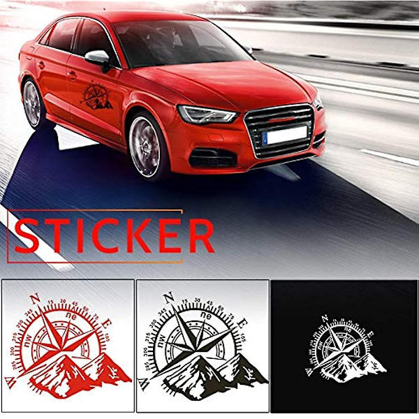 Circulor 1kpl 3D-autotarra Kompassiruusu Navigoi Vuori 4x4 Offroad Vinyylitarra Autotarra Black