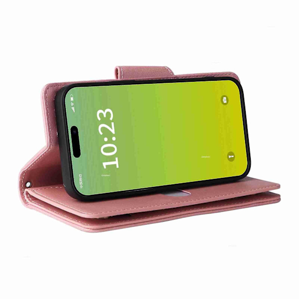 Læder Telefon Cover til iPhone 15 Grey