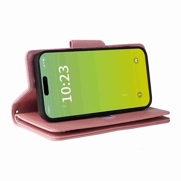Læder Telefon Cover til iPhone 15 Rose Gold