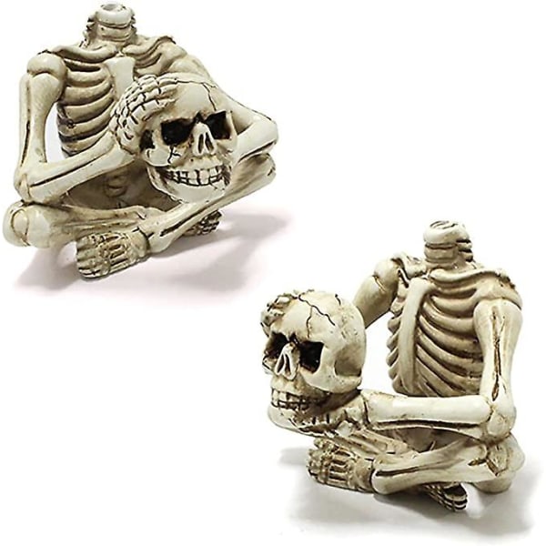 Skelettfigurer Små, Trädgårdsharts Skelettprydnader, Hemdekorativa skalldekorationer för Halloween Skräckfest Naixue