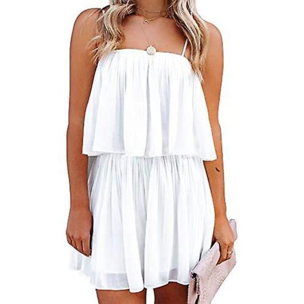 Dame Sommer Ærmeløs Jumpsuit Casual Bred Ben Bukser Romper White M