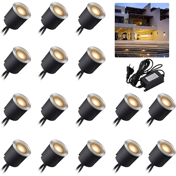 16 Upotettavan LED-spottivalon sarja - IP67, 12 V - 0,6 W - halkaisija: 32 mm - 2800 K - lämmin valkoinen