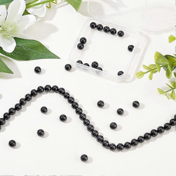 60 stk. 8mm Naturlig Turmalin Edelsten Runde Perler Svart Turmalin Edelsten Perler Turmalin Energistein