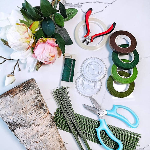 Blomsterarrangemang Kit Blomsterverktyg Trådskärare Stjälk Blomsterbeskärningssax Blomstertråd 26 Gauge 22 Gauge Blomsterstjälkstråd 14 Gauge Grön Blomstertejp
