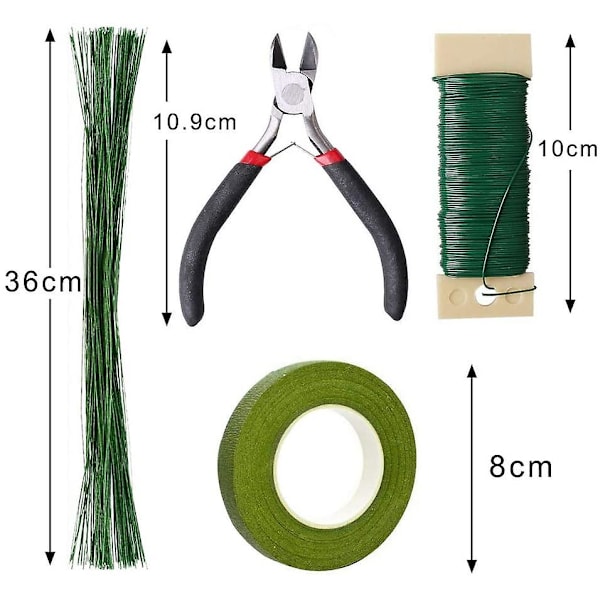 Blomsterarrangemangssats, blomstertejp och blomstertråd med avbitare, grön blomstertejp 22 gauge blomsterstjälkstråd 26 gauge grön blomstertråd för bukettstjälkar