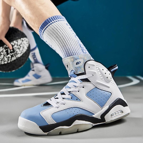 Herr Basketbollskor Lätta Andningsbara Promenadskor Athletic Fashion Sneakers 3Daj6 WhiteBlue EU 41