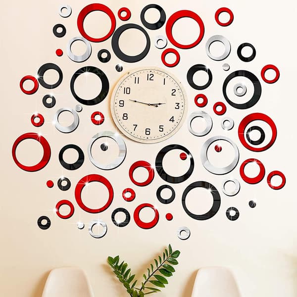 72 st Acrylic Väggstickers Dekor För Rum (silver Röd Svart)