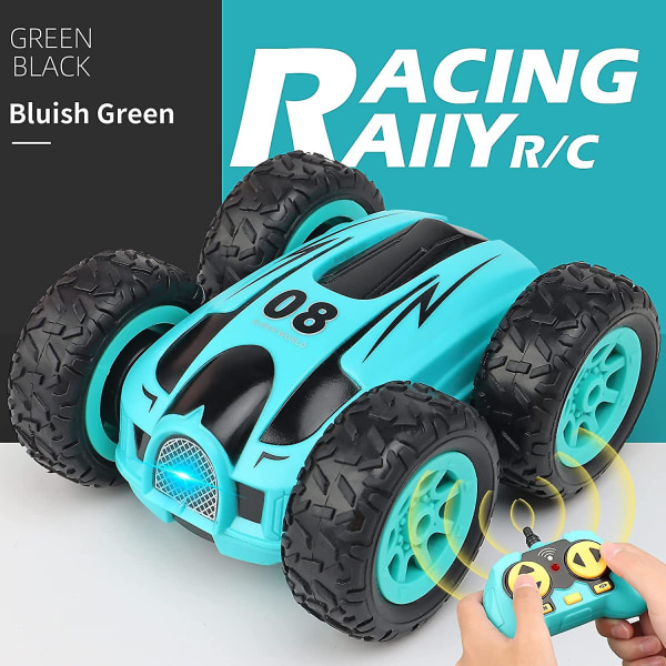 Mini Stunt Rc Biler Legetøj, 4wd 2.4ghz Dobbeltsidet Roterende (grøn)