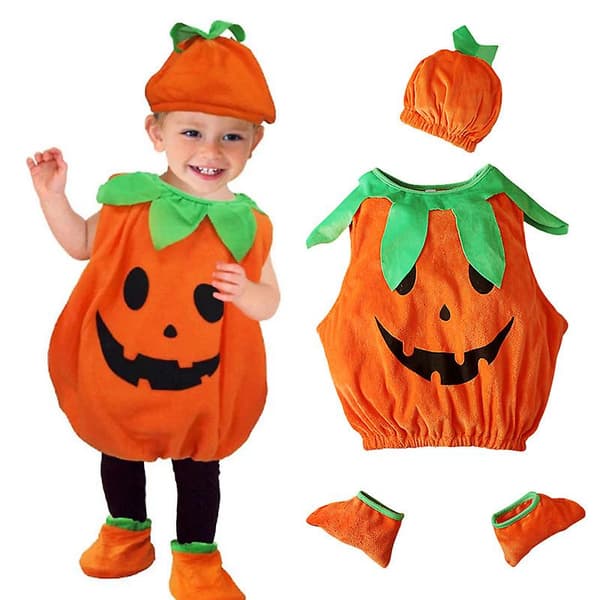 Søtt Gresskarkostyme Sett Halloween Utkledning Cosplay 130cm