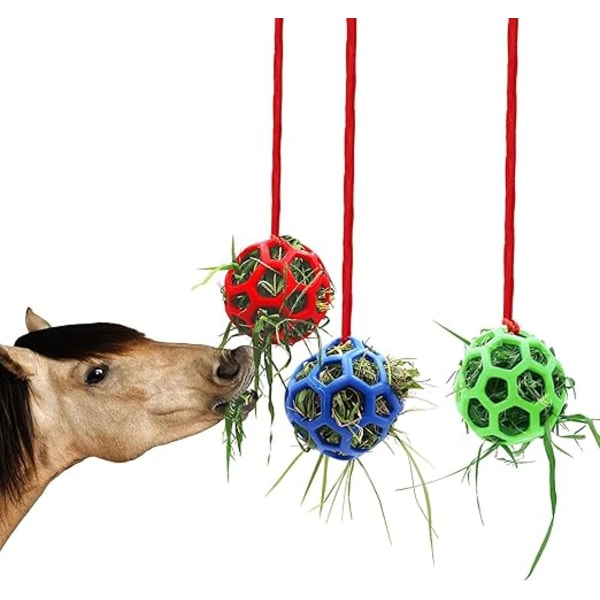 Hästgodisboll, 3 stycken foderbollar häst hängande höfoderstation gummi hö-foderdispenser multifunktionell hästboll för hästar getar