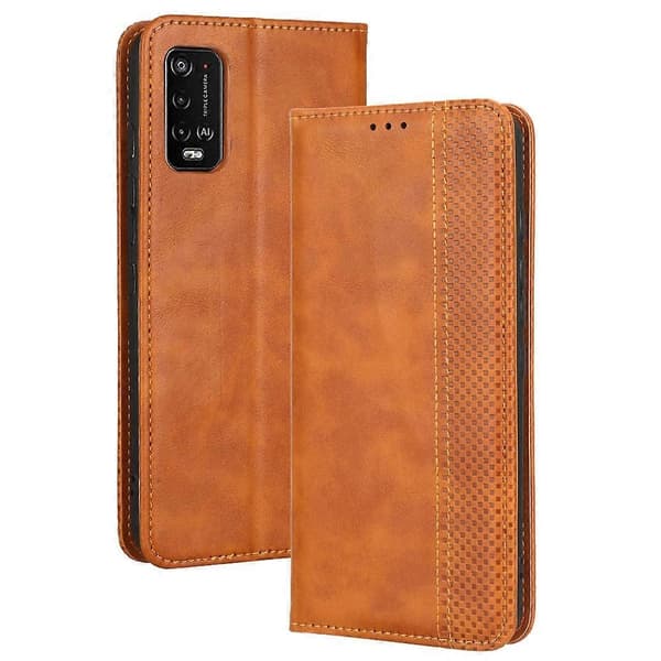 Magnetiskt spänne retro textur läder telefonfodral för Wiko Power U20 / U10 Brown