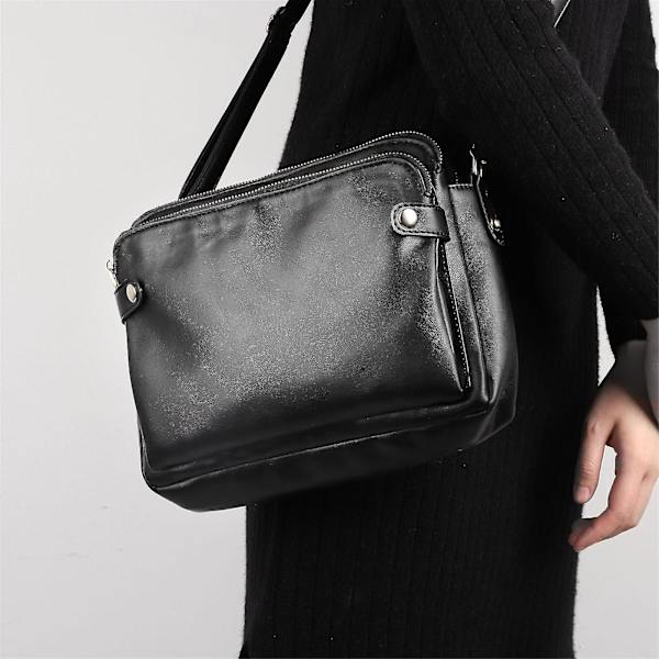 Crossbody PU-läder axelväska för kvinnor, casual elegant, flera lager Red