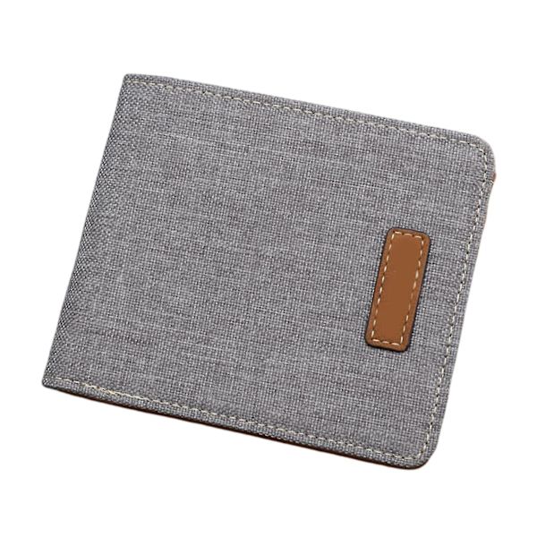 Miesten lyhyt kangaslompakko, japanilainen korealainen versio, rento retro-rahaklipsi, vaakasuuntainen Horizontal Gray