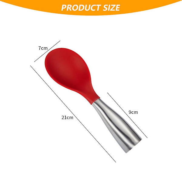 Stående rissked med rostfritt stål och silikon, ej rostande risskopa, non-stick risspatel red
