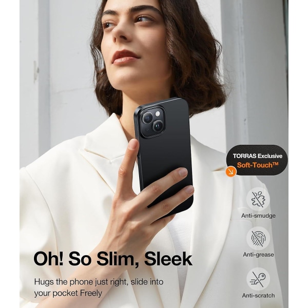 Slankt Designet Til Iphone 15 Cover, Ultratyndt Robust Beskyttelsescover black iPhone15