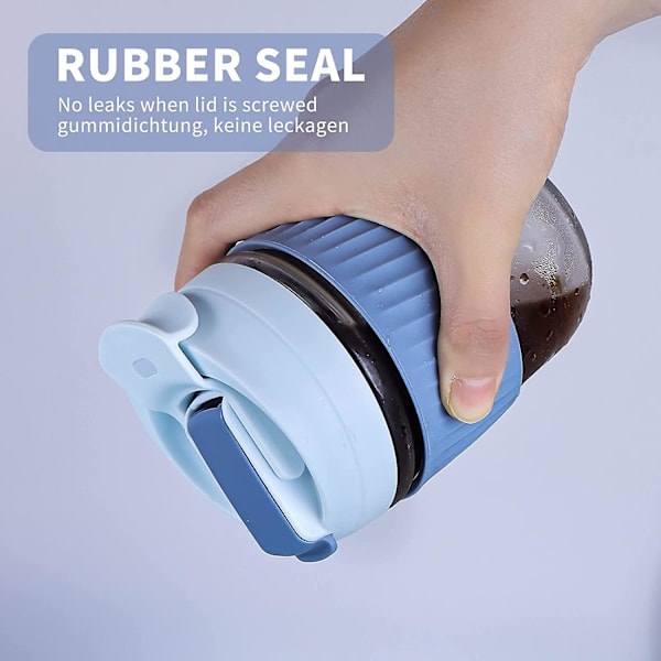 Glaskopp Återanvändbar Resmugg Med Silikonskydd Och Sugrör Lock För Te, Kaffe Hemmakontor 350ml/12oz Blå