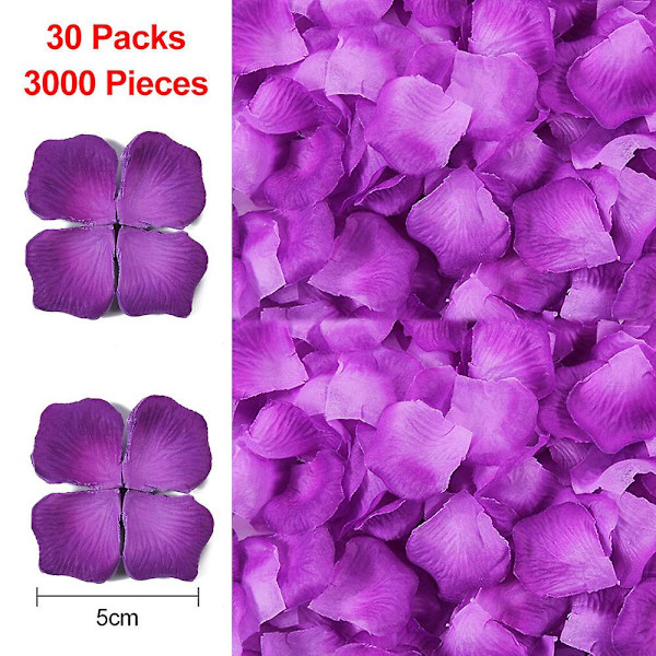 3000 st konstgjorda rosenblad för alla hjärtans dag, bröllop, fest och blomsterdekoration purple