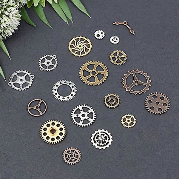 250g (180 stk) Antikke Steampunk Tannhjul Anheng 5-Fargers Hjul Tannhjul Resin Fyllstoffer Legering Blandede Tannhjul Anheng for Resin Håndverk Smykkefremstilling og Dekor
