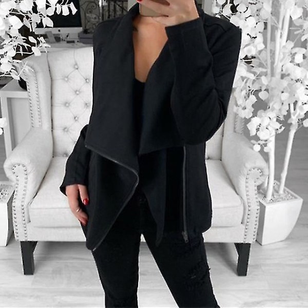 Dame Skrå Lynlås Sweater Frakke Langærmet Afslappet Toppe Kvinde Sweater Ny 2XL B