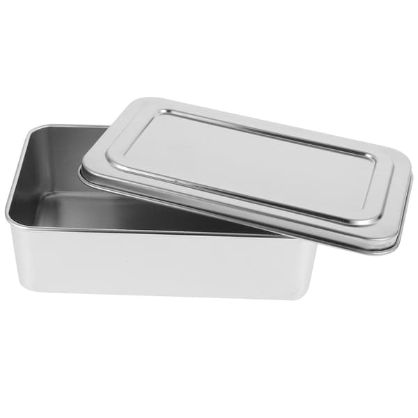 Kaka baklåda bröd bakform med lock DIY kaklåda rostfritt stål bakbrödlåda Silver 23X15CM