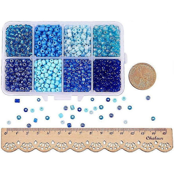 6/0 Blå Frøperler 1900 stk 4mm Flerfarget Perling Glass Frøperler Livperler