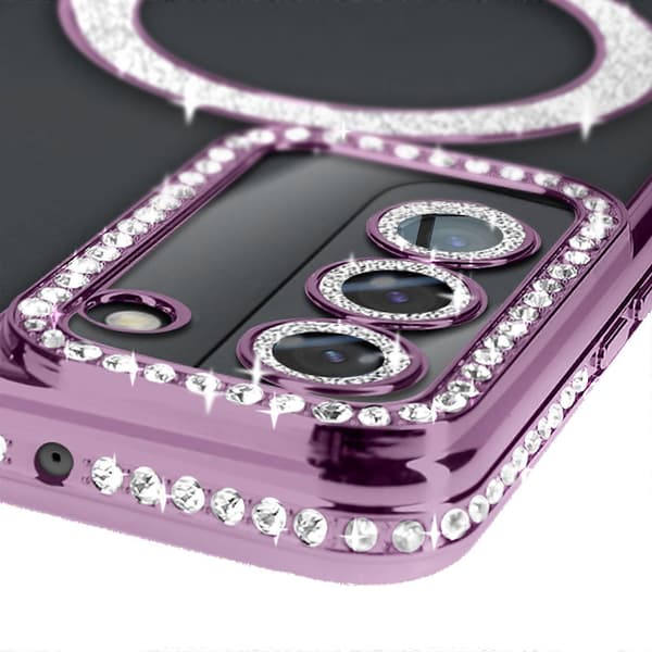 Diamond Cover til Galaxy S22 MagSafe omrids Strass, Lilla