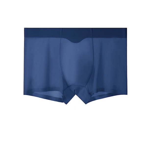 Spårlösa underkläder för män Ice Silk Boxer Sexiga genomskinliga genomskinliga byxor dark blue 3XL