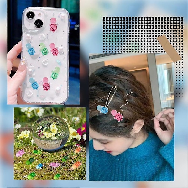 1 Ask 36 st Sköldpadds Harts Charm Luminous Sköldpaddor Mini 3D Djur Cabochons Sommar Hav Hawaii Sköldpadda Flatback Charms för Dekorationer Scrapbooking