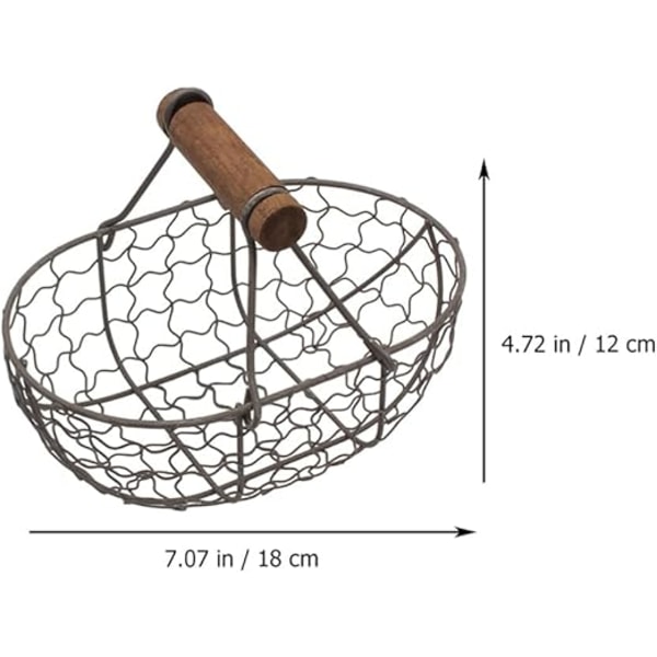 3 stycken äggkorg med trähandtag lantlig vintagestil ägguppsamlingskorg tråd förvaringskorg grönsaksbehållare