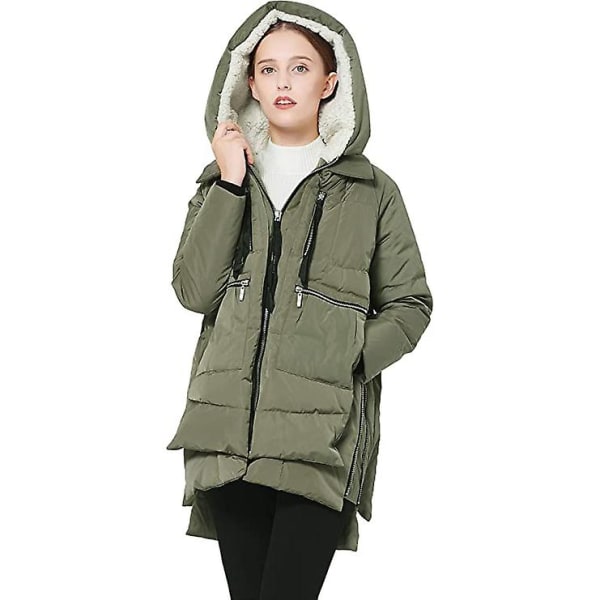 Kvinnors förtjockade dunjacka varm vinterdunrock Green XL
