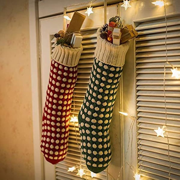 2 stk 46 cm store julestrømper klassisk strikket julestrømpe gave